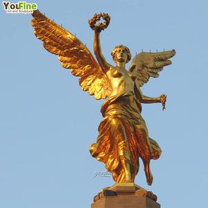 Estatua de Ángel de la Victoria en Bronce Grande, Escultura Metálica con Acabado Dorado para Decoración de Jardín Exterior - Product Image 4