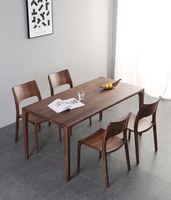 Maison scandinave moderne et simple au design luxueux, table à manger rectangulaire en noyer noir, tenon à mortaise complet, salon accessible