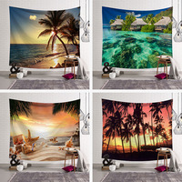 Tapisserie murale en polyester à motifs floraux tropicaux, légère, facile à accrocher, décoration murale, vente en gros, lavage à la main