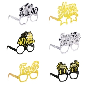 Or argent noir <span class=keywords><strong>40</strong></span>/50/60 <span class=keywords><strong>ans</strong></span> fête d'<span class=keywords><strong>anniversaire</strong></span> papier lunettes lunettes décor pour hommes femmes fête d'<span class=keywords><strong>anniversaire</strong></span> faveur fournitures - Product Image 1