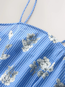 Robe d'été pour femme, en coton riche, à fines bretelles, à motifs floraux/à rayures, robe décontractée pour femme - Product Image 5