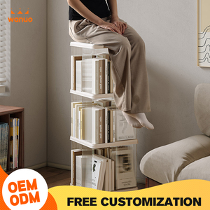 WANUO 360 °   Estantería Giratoria de Acrílico con Ruedas, Librería Apilable Cuadrada/Redonda para Espacios Pequeños - Product Image 5