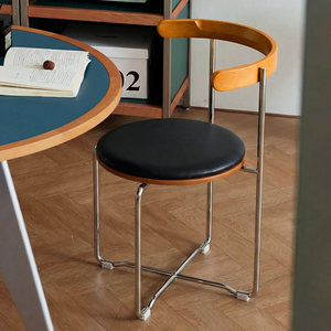 Mid-Century Dining <strong>Chair</strong> Home Foldable Solid Wood <strong>Chair</strong> Backrest <strong>Small</strong> Space Viral Retro Cafe Table <strong>Chair</strong> - Product Image 2