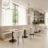 Ensemble de mobilier de restaurant directement de l'usine Ron Group : banquette rembourrée, chaise ergonomique en tissu, table carrée en bois