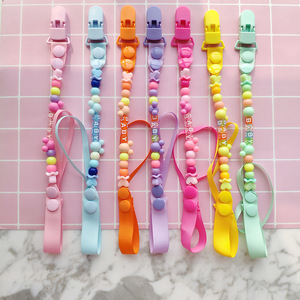 Cadena de chupete de silicona ecológica para bebé, Clips para chupete de bebé personalizados, larga, venta al por mayor - Product Image 2