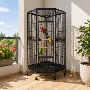Contemporary Luxury Large Wrought Iron <strong>Bird</strong> <strong>Cage</strong> Metal Steel Corner Parrot Canary Aviary <strong>Birds</strong> Breeding <strong>Cages</strong> Indoor <strong>Outdoor</strong> Use - Product Image 2
