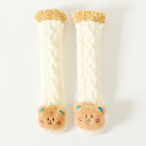 Chaussettes en peluche pour bébé, motif ours de dessin animé, hauteur du genou, pantoufles d'animaux 3d, chaussettes de maison épaisses et chaudes, pour garçons et filles, chaussettes en molleton de corail personnalisées, F-853 - Product Image 3