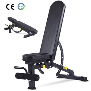 <span class=keywords><strong>Banc</strong></span> d'entraînement semi-commercial réglable VIGFIT avec roulettes et repose-pieds amovible pour inclinaison, position plate et declin - pour la maison et la salle de sport - Product Image 1