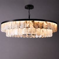 Lustre suspendu en cristal à double niveau de luxe, texture naturelle, pour hall d'hôtel, villa, salle à manger, éclairage de projet