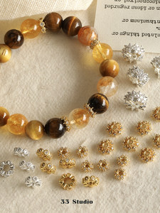 High color retention <b>copper</b> plated with real gold and inlaid with diamond spacers crystal bracelet pendants necklaces loose bead - Product Image 2