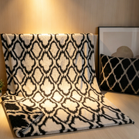 Couverture Douce en Fausse Fourrure de Lapin et Flanelle, Motif Géométrique Abstrait Moderne, Style Reversi, Luxe, Idéale pour Chambre ou Hôtel - Meilleure Vente