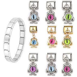 Abalorios de ojos de dibujos animados para pulsera, de aleación de cobre chapada en oro y plata, accesorio colgante de joyería DIY para mujer - Product Image 1