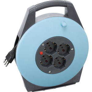 Enrollador de Cables Fervi Hecho en Italia, Extensión de Alimentación de 4 Tomas con Asa para Uso en Exteriores - Product Image 1
