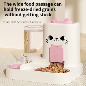 Bol pour animaux de compagnie en plastique 2-en-1 pour séparer les aliments secs et humides, distributeur d'eau manuel, fontaine à boire (pour chats et chiens) - Product Image 5