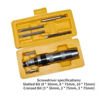 Set Obeng Impact Heavy Duty, Kit Peralatan Obeng Tahan Guncangan dengan Mata Bor Chisel, Alat Pengangkat/Pembuka Sekrup Pipih
