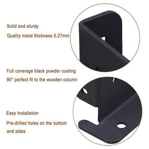 Supports de base de <span class=keywords><strong>poteau</strong></span> 4x4 pour clôture en bois et pergola, <span class=keywords><strong>ancre</strong></span> noire robuste pour <span class=keywords><strong>poteau</strong></span> de boîte aux lettres de garde-corps de pont, kit complet de quincaillerie - Product Image 4
