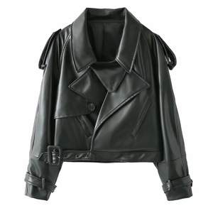 Nouvelle <span class=keywords><strong>veste</strong></span> en similicuir vintage streetwear à manches longues pour <span class=keywords><strong>femme</strong></span>, col à revers, style décontracté, pour l'automne et l'hiver - Product Image 4