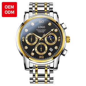 OEM ODM 스테인레스 스틸 방수 발광 시계 문 페이즈 다이아몬드 크로노그래프 크로노그래피 발광 시계 석영 시계 - Product Image 2