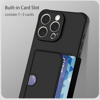 Étui de téléphone portable avec fente pour cartes pour iPhone 16 Pro 15 14 Plus 13 12 Mini 11 17 Pro Max, en silicone souple TPU, étui de protection avec porte-cartes