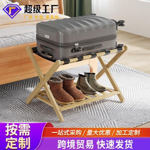 Estante Plegable de Bambú para Equipaje con Estante para Zapatos para Dormitorio y Sala de Estar - Product Image 4