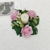 22cm Kerzenringe mit Künstlichen Rosen, Eukalyptus-Blätterkränze für Hochzeiten, Tischdekoration, Bankett-Tische und Türverzierungen