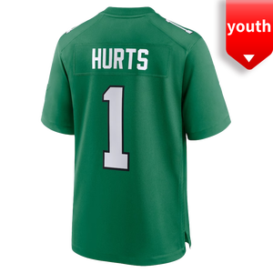 Vente en gros 2024 Maillot de football américain pour jeunes de haute qualité cousu #1 Jalen Hurts 6 # DeVonta Smith 26 # Barkley 62 # Jason Kelce - Product Image 1
