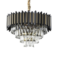 Or mariage luxe cristal plafond Style moderne salon grand hôtel Lustre lustres LED cristal pendentif lumière