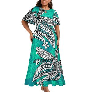 En gros 2025 Samoan Traditionnel <span class=keywords><strong>Tatouage</strong></span> Imprimer Femmes Robe Personnalisé Pas Cher Ras Du Cou Robe Trompette Manches Doux Écologique - Product Image 2