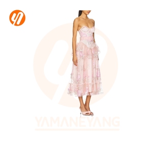 Nouvelle Robe Fille Printemps-Été 1876 à Imprimé Floral, Bretelles Bandeau, Sans Manches, Taille Ample, Détails en Dentelle Smockée, <span class=keywords><strong>Jupe</strong></span> à Volants - Product Image 6