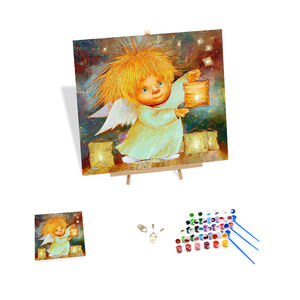 Decoración del hogar lindo pequeño ángel pintura por números para niños <span class=keywords><strong>con</strong></span> marco 40x40 cm pintura por números en lienzo - Product Image 1