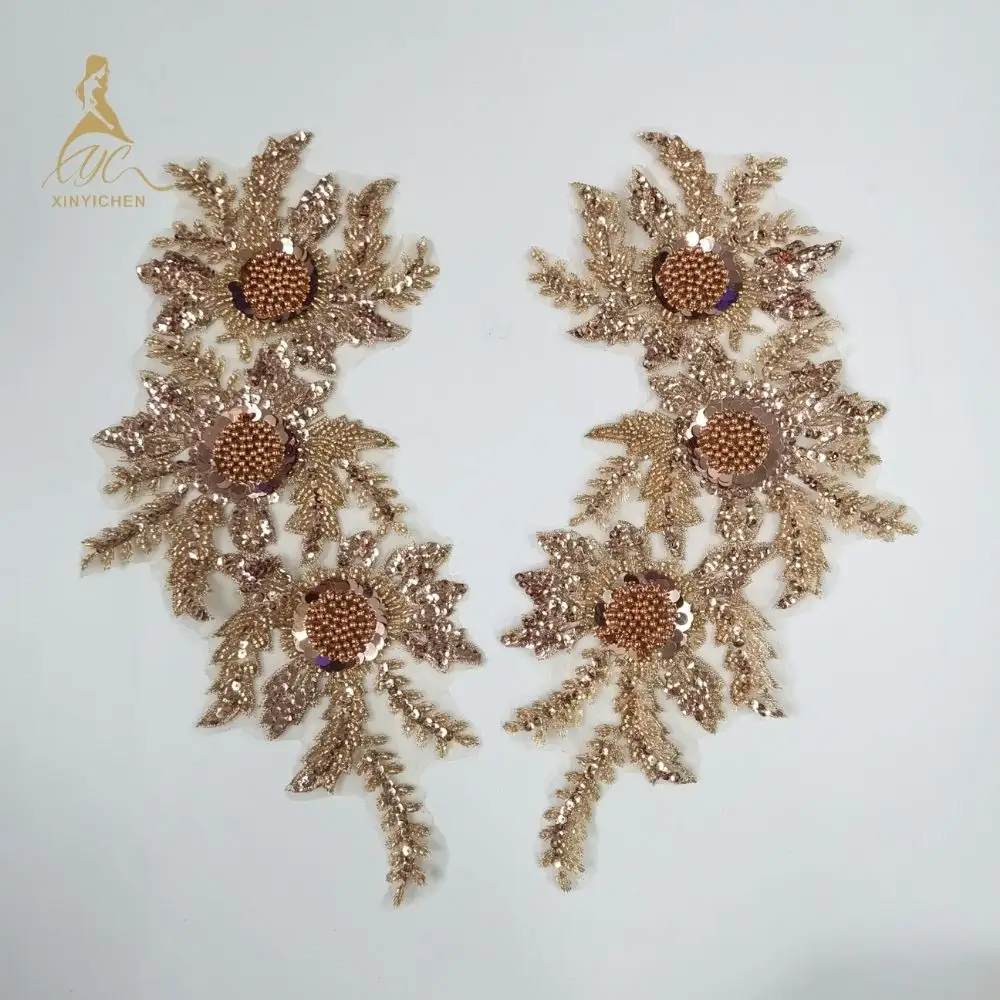 gold color Bridal Corsage Accessories Neck Lace Collar Embroidery for dress