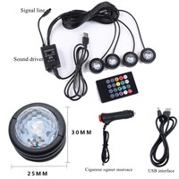 Luces Decorativas Interiores para Automóviles, Luz LED Redonda para Pies de Coche, Lámpara de Ambiente Redonda, Control Remoto/Voz