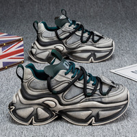 Chaussures de sport décontractées tendance polyvalentes pour hommes, automne-hiver 2025, chaussures de papa vintage rouges, respirantes, semelle épaisse, élévatrices