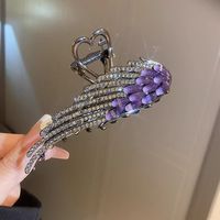 Promotion : Grande pince à cheveux en alliage, motif ailes d'ange et cœur brillant entièrement orné de strass, type pince requin