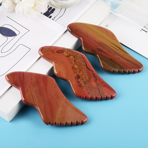 Pietra Gua Sha in Diaspro Mookaite Personalizzata Huiying, Forma a Fulmine, Strumento per Massaggio Facciale, Viso, Collo e Mani - Product Image 1