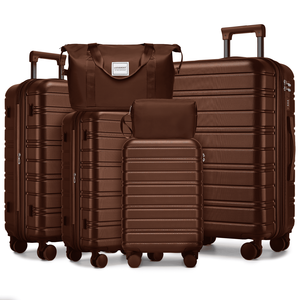 Eleganti set di valigie marrone moka: una collezione completa di valigie resistenti, borse da viaggio versatili e valigette compatte - Product Image 1