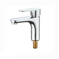 Robinet de lavabo en laiton et céramique, monotrou, monocommande, eau froide et chaude, à poser sur le comptoir, pour salle de bain