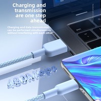 Câble de données USB-C en denim tressé pour téléphones mobiles, compatible avec les appareils Android ; Câble USB à charge rapide