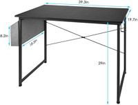 Bureau d'ordinateur pliable en bois de style moderne et épuré, finition marron vintage, avec couvercle amovible réglable, idéal pour le bureau à domicile et l'étude