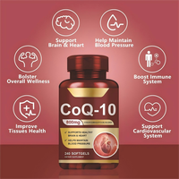 Coenzyme Q10 à haute absorption OEM, améliore la santé cardiaque, puissant antioxydant, production d'énergie, adulte 240