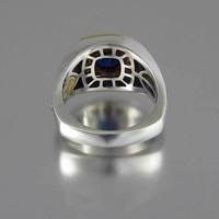 Neuer versilberter vergoldeter Herren ring mit blauem CZ-Stein-Verlobung sring für Männer