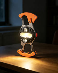 Portable <b>Double</b> Carabiner COB Flashlight with 3 Light Sources Bottle Opener Waterproof <b>USB</b> Rechargeable Work Light for Outdoor S - Product Image 5