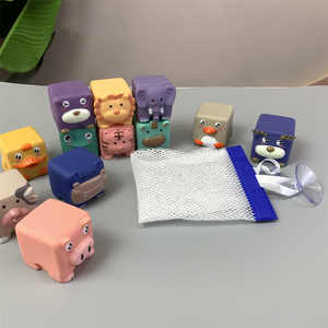Bloques de silicona apilables para bebés, juguetes a juego de goma suave de animales de granja grandes, sin BPA, para baño de 6 a <span class=keywords><strong>9</strong></span> <span class=keywords><strong>meses</strong></span>, venta al por mayor - Product Image 4