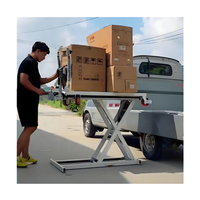 Mesa Elevadora Hidráulica Eléctrica Portátil, Carretilla de Plataforma Plana - Plataforma Plegable de 300 kg/500 kg para Carga/Descarga en Camiones