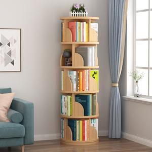 WDY Estantería de madera Estante de almacenamiento de libros de 5 <span class=keywords><strong>niveles</strong></span> Piso creativo 360 Estantería de madera giratoria - Product Image 3