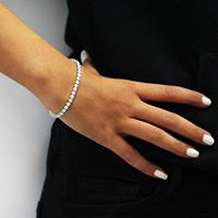 Bracelets tennis personnalisés en laiton plaqué platine, sertis de zircons 2 mm, style tendance et glacé, pour hommes et femmes
