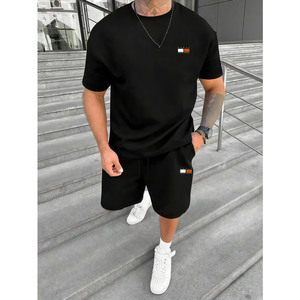 Men's Trending 2025 Cotton Tshirt Shorts <b>Set</b> Summer Top Clothing <b>Sets</b> Breathable Casual T Shirt Shorts <b>Set</b> - Product Image 3