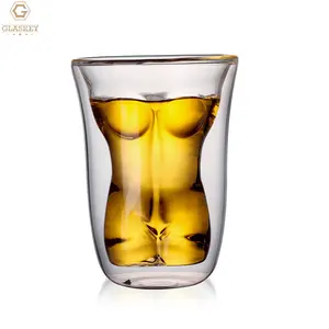 Ensemble créatif de tasses à vin en forme de corps Macho Verre à double paroi en forme de beauté Verre à whisky Verre à bière