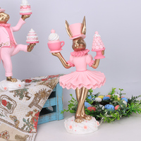 Redeco Promotion Figurine en résine Lapin rose doré mignon, design fête de desserts, lapin ballerine pour décoration de table à la maison