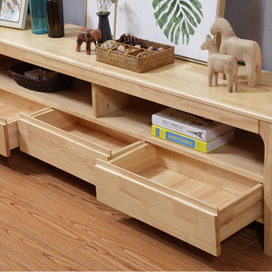 Multi Functional Solid Wood Tv Stand Nordic Japanese Style Three <b>Drawer</b> Living Room Audio Visual Cabinet Natural Wood Color - Product Image 2